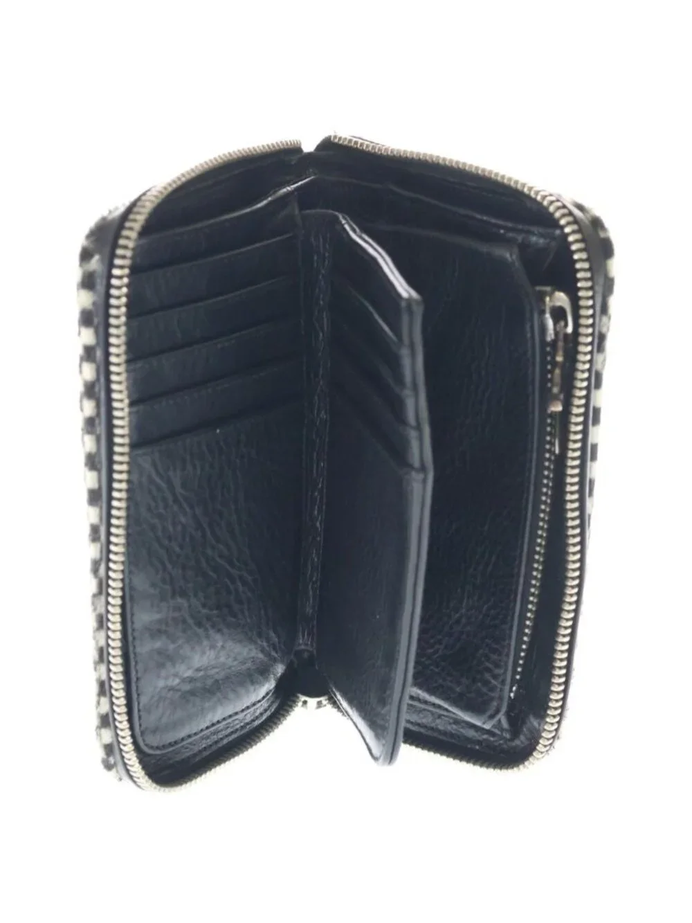 Chrome Hearts Rec Zip Mini Round Zip Calf Hair Leather Wallet